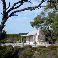 Old shepherds hut near shell beach campground in Innes National Park