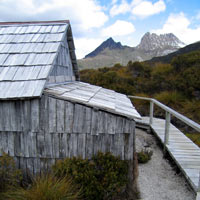 Old shed on the shore of Dove Lake