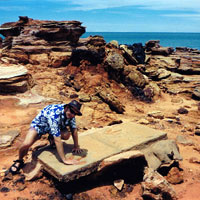 imprint of the dinosaur footprints at Broome Western Australia