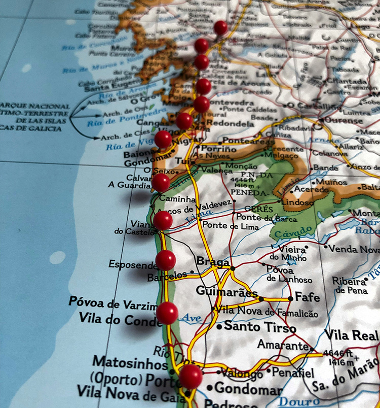 Portugal costal route for the Camino de Santiago