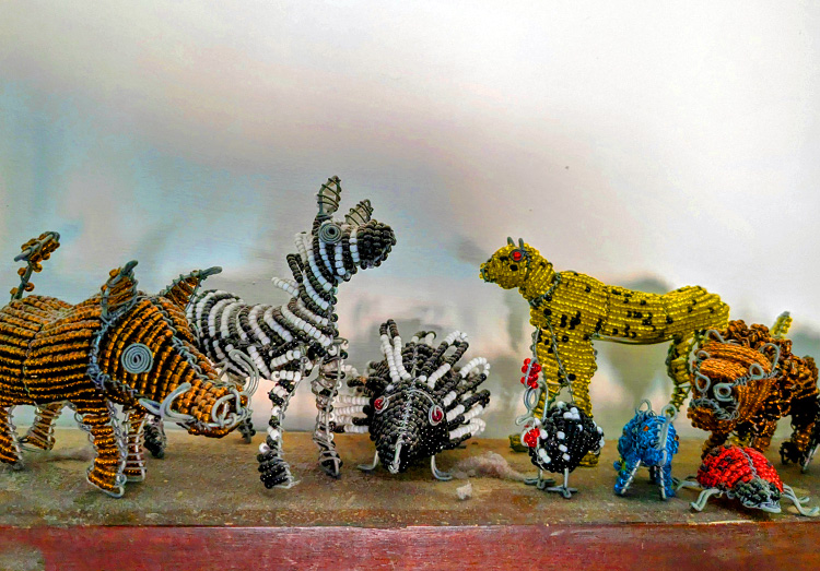 hand-crafted beaded animals from South Africa