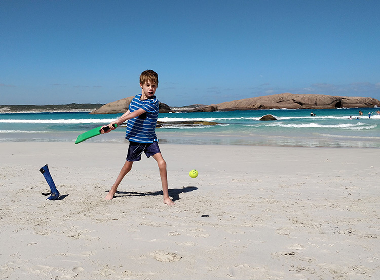 beach cricket in Esperance, Western Australia