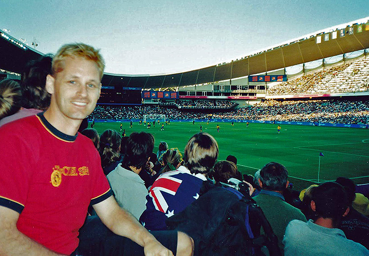 Watching soccer at the Olympic Games, Sydney Australia 2000