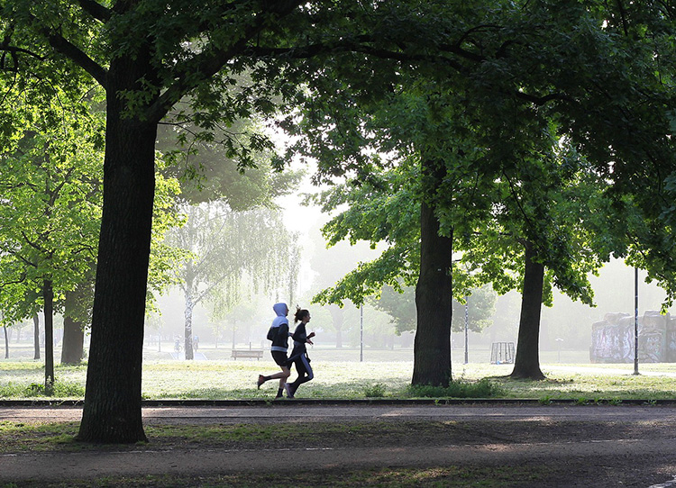 running in the park